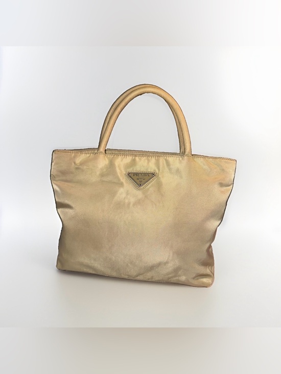 Prada Handbags - Authentic PRADA Tessuto Nylon Mini Tote Handbag Beige Triangle Italy